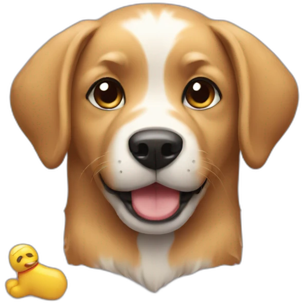 a dog with a toy emoji