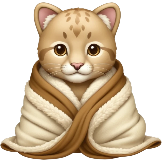Cozy puma cougar cub in blanket emoji
