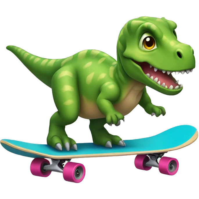 Dinosaur riding a skateboard emoji