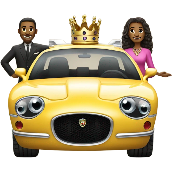 King and queen really happy with jaguar auto emoji
