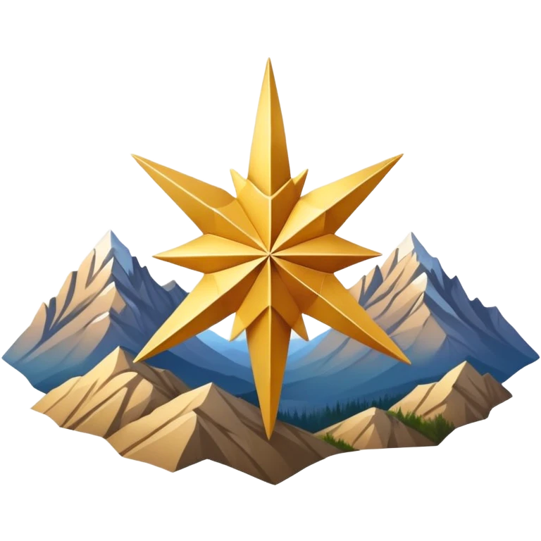 eight-pointed star with wide points and mountain silhouette in center emoji