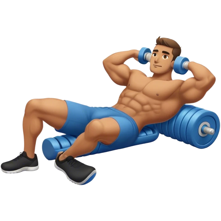 buff guy lying lats down on foam-roller emoji