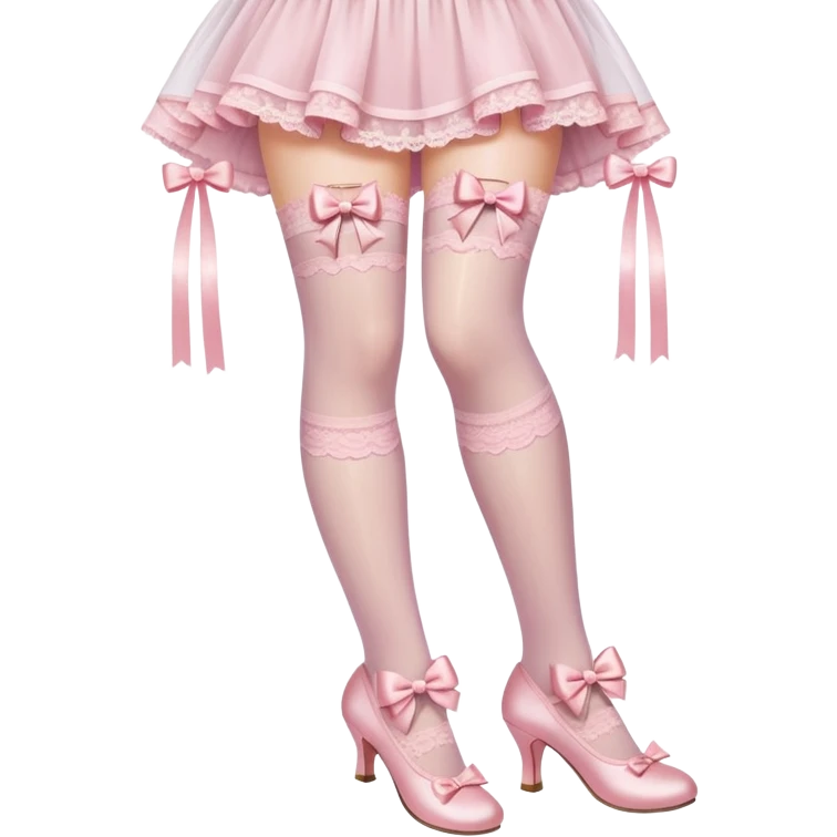 light pink laced stockings with bow emoji