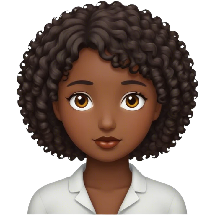 Curly girl with short hair and dark skin emoji
