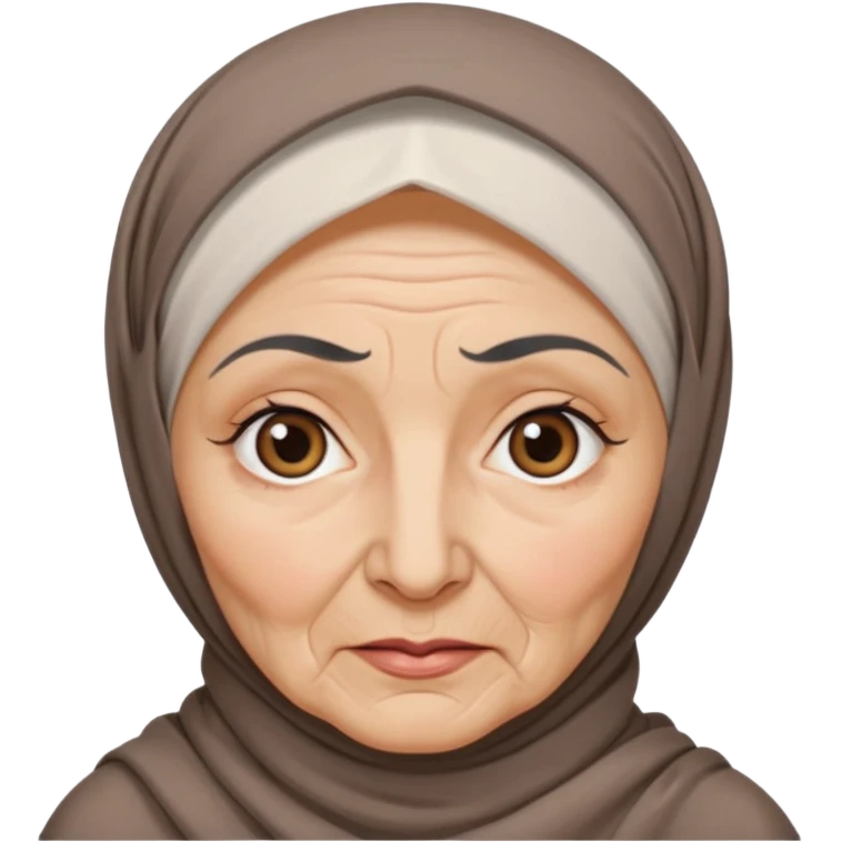 VERY OLD WHITE WOMAN HIJAB BLACK EYEBROWS emoji