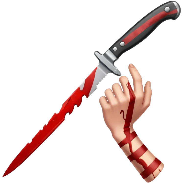 un cuchillo cortando un brazo por encima de la piel en rallas emoji