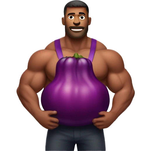  Big muscular man with a red eggplant  emoji