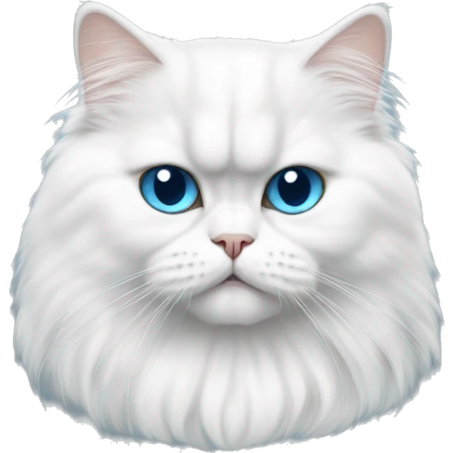 White Persian cat, blue eyes, Persian exotic cat, round cat emoji
