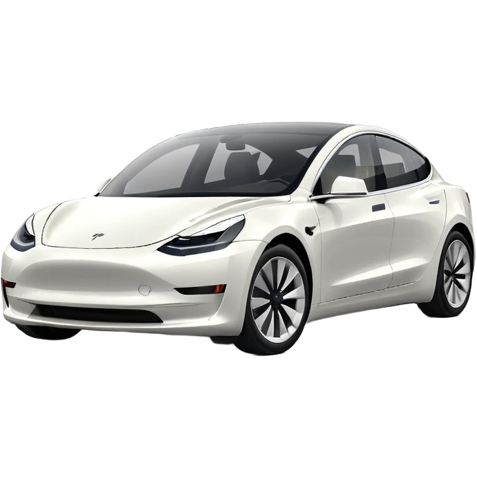 Tesla model 3 white. Icon. In a hurry  emoji