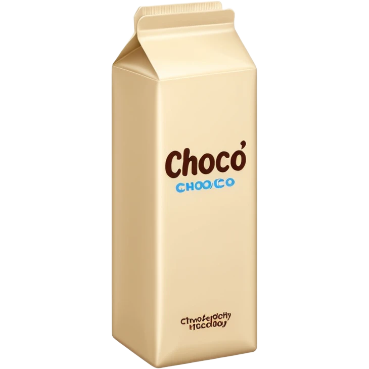 Tall thin white chocolate milk carton with brown text that says "choco" emoji