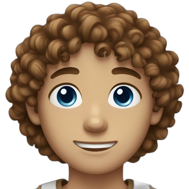 boy brown loose curly hair and blue eyes emoji