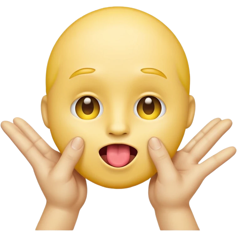 yellow face emoji with tongue out, both hands next to face, playful expression emoji