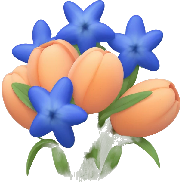 Blue bonnets and peach flower bouquet  emoji