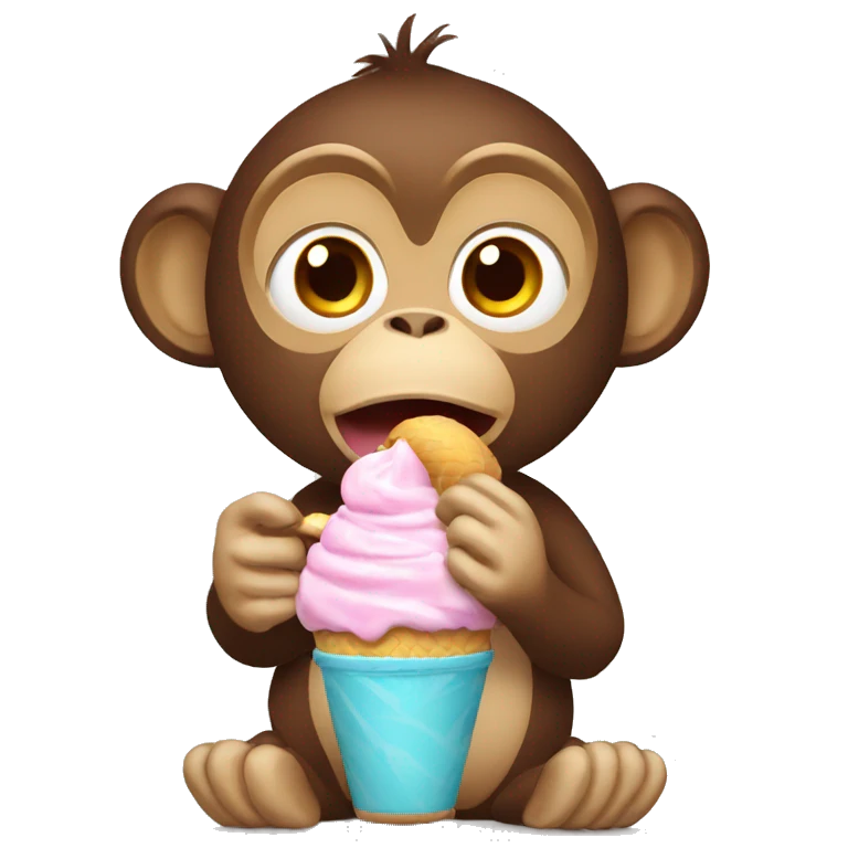 Monkey eating an ice cream emoji