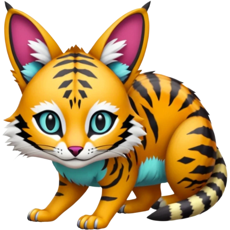 Colorful Bobcat-Tiger-Numbat-Serval-Genet-Pokémon-Digimon-Fakémon-fusion-hybrid-creature emoji