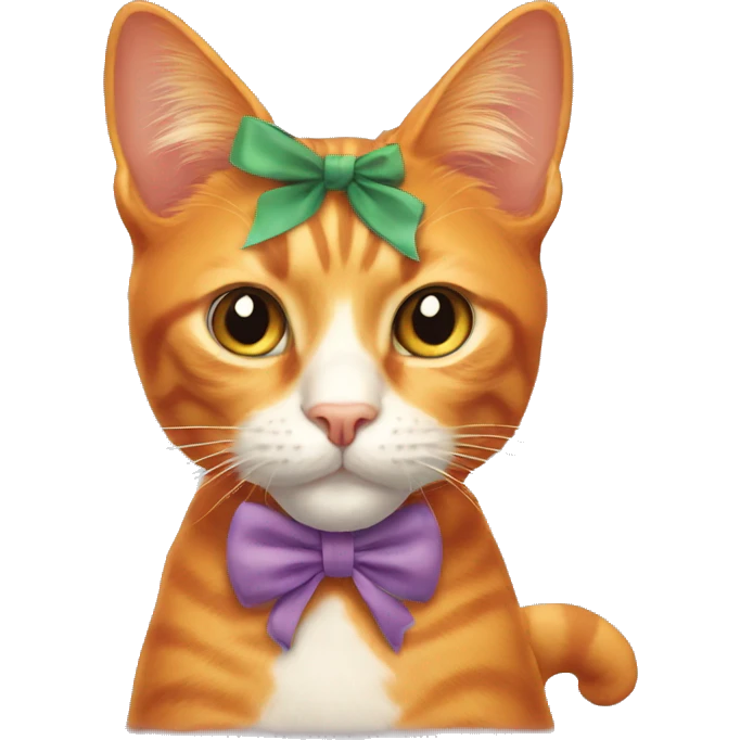 orange cat with a bow on her head emoji