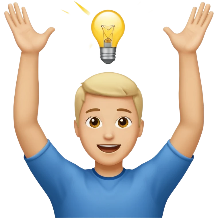 person raising both arms like at church emoji