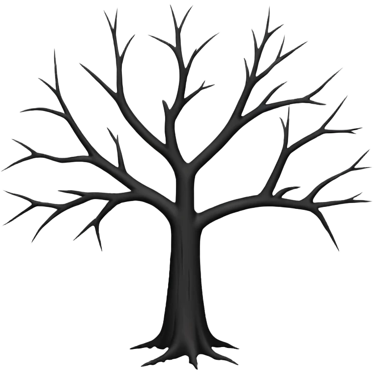black dead tree silhouette, leafless, minimal style, few branches, simple shape, no background emoji