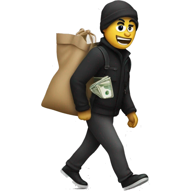 a thief with a bag of money on his back emoji