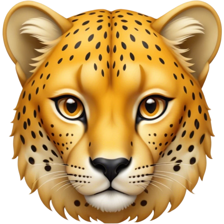 Cinematic Noble Cheetah Portrait Emoji, Poised and regal, with a lean, muscular build and a sleek, spotted Fur of golden hues, deep-set soulful amber eyes, Simplified yet sharp and sophisticated features, highly detailed, glowing with a warm, dignified glow, high shine, intelligent and swift, stylized with an air of wild elegance, focused and attentive, soft glowing outline, capturing the essence of a watchful and confident predator, so majestic it feels as though it could sprint out of the screen with effortless authority! emoji
