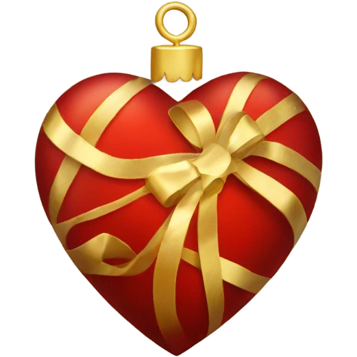 One red and gold Christmas heart emoji
