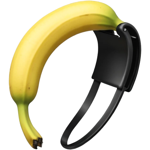 a curved, banana-shaped hair accessory with teeth on both sides that hinge together, designed to secure hair in a vertical ponytail or "banana curl" style emoji