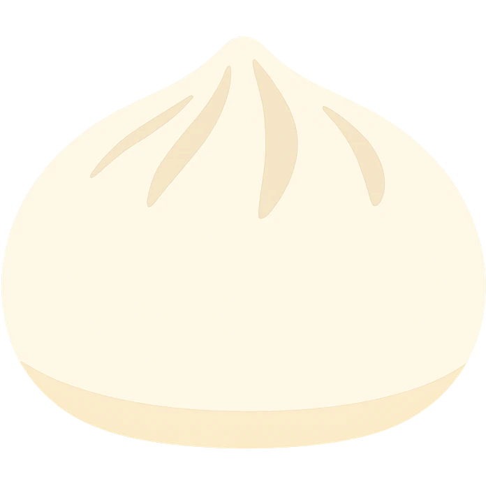 banh bao, soft steamed bun with pleated top, color icon emoji
