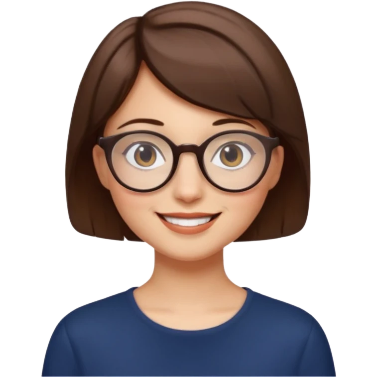 female short hair and round glasses emoji
