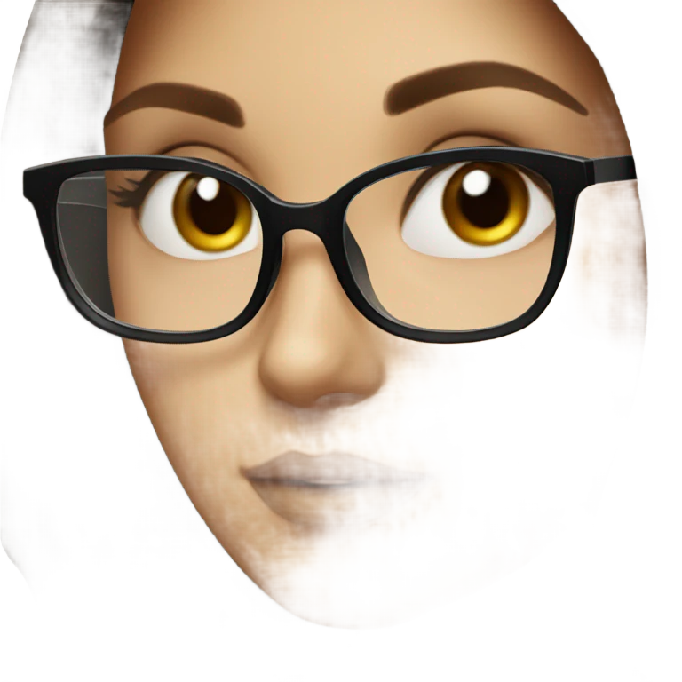 Beautiful Russian girl black eyes very long dark brown hair and glasses emoji