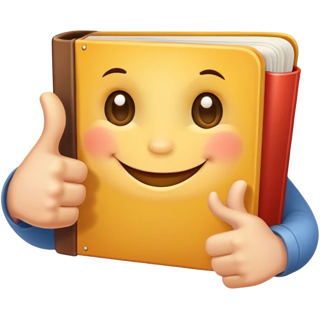 a little book smiling and giving a thumb up emoji