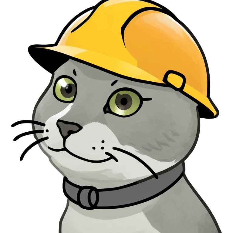 Cat wearing construction hat emoji