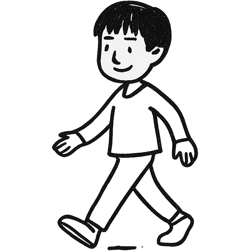 an Asian person walking, hand-drawn doodle style emoji