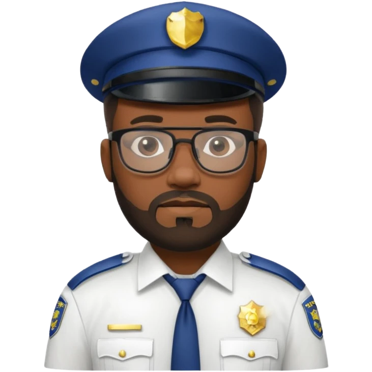 Police officer with glasses and beards(white uniform) black man emoji