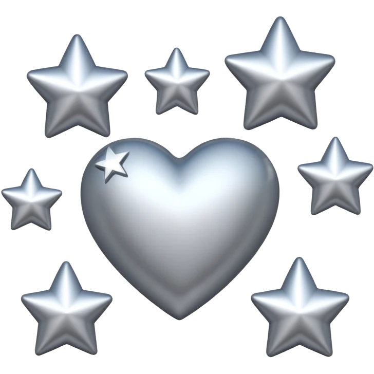 Silver hearts and stars emoji