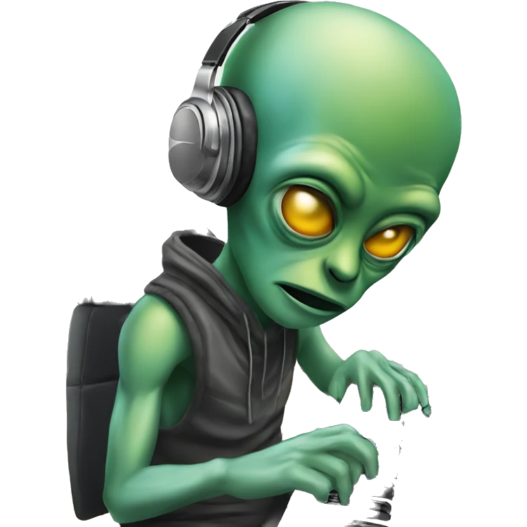 alien producing a hiphop track in a music studio emoji