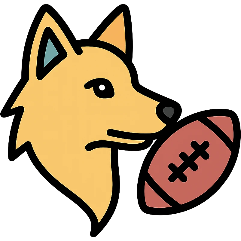 color outline icon of a wolf and football emoji