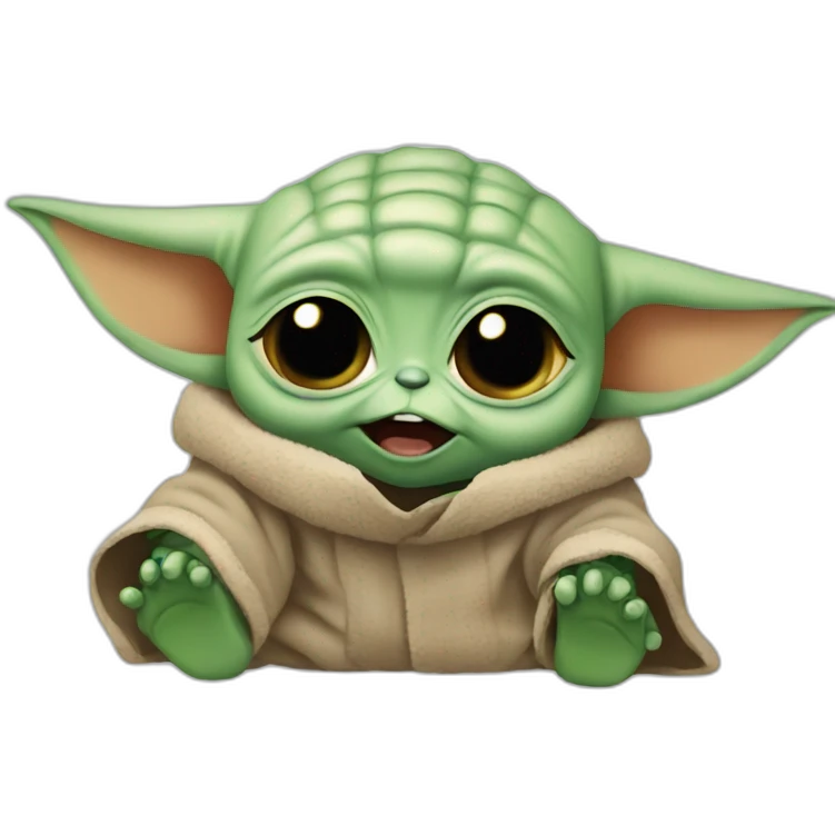 baby yoda crying of laughter emoji