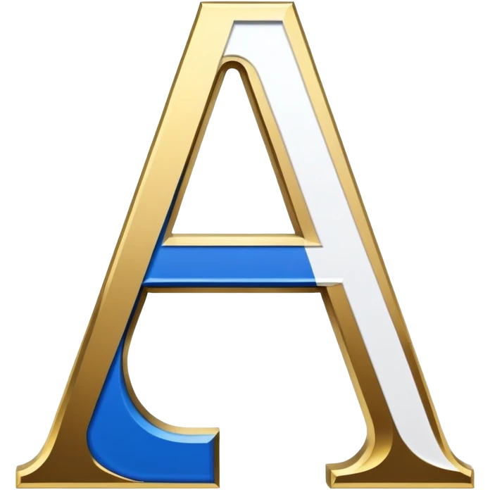 Bold Black-Blue-White-Gold Font Letter “A” emoji
