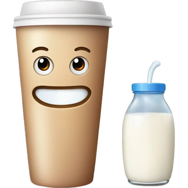 Cup of coffee and bottle of milk emoji