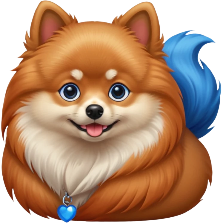 Pomeranian With Red Skin Blue eyes And Blue Tail emoji