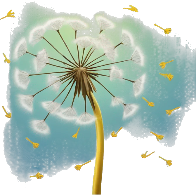 dandelion seeds blew off by wind turning into a batch of birds emoji