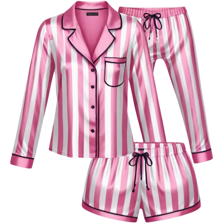 Striped pink and white silk Victoria’s Secret pajama set emoji