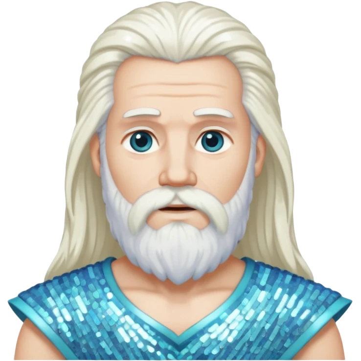 Uranus, God of Sky from Gods and Goddesses with long white hair and beard, white sequin outfit emoji