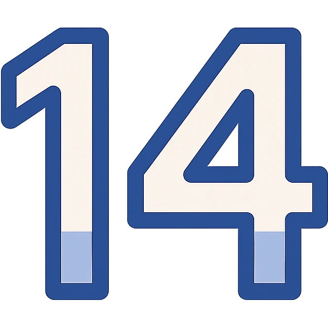 number 14 in blue, icon style, clean and modern emoji