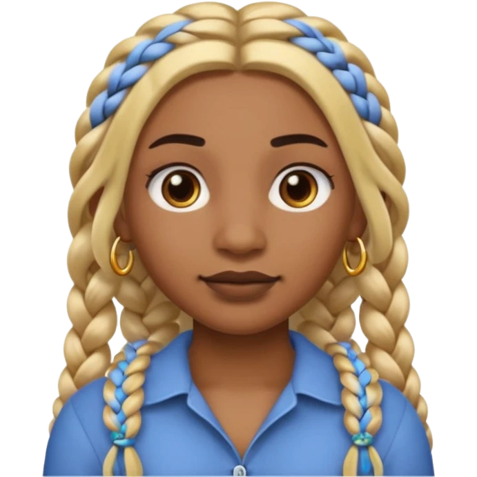 A person emoji with medium-dark skin, long blonde hair styled in two thick braids, dark eyebrows, brown eyes, a small nose, and distinct facial piercings — a ring on the eyebrow and another on the lower lip. emoji