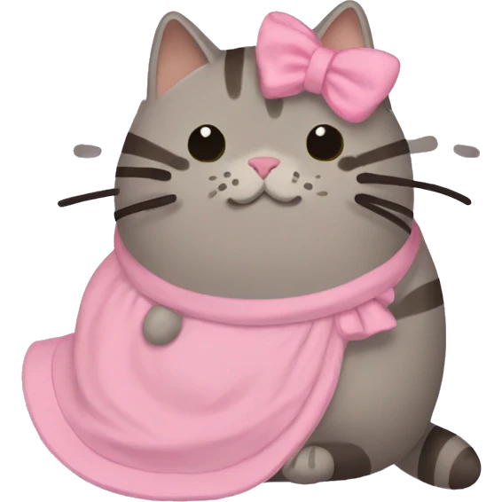 Pusheen cat wearing pink dress emoji