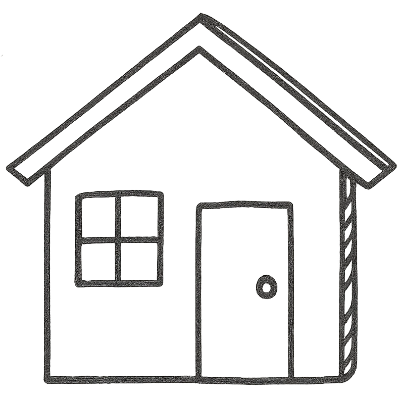 house, sketchy and minimal, hand drawn outlined icon style emoji