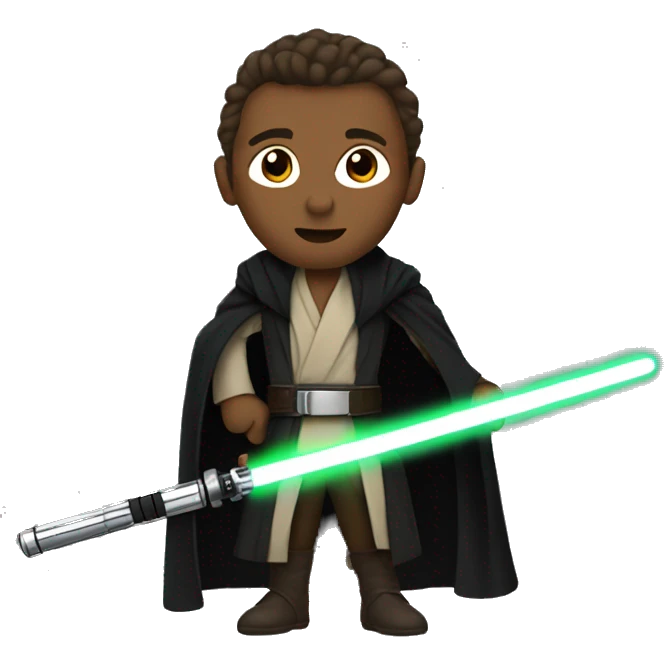 Jedi with lightsaber and black Coat flying emoji