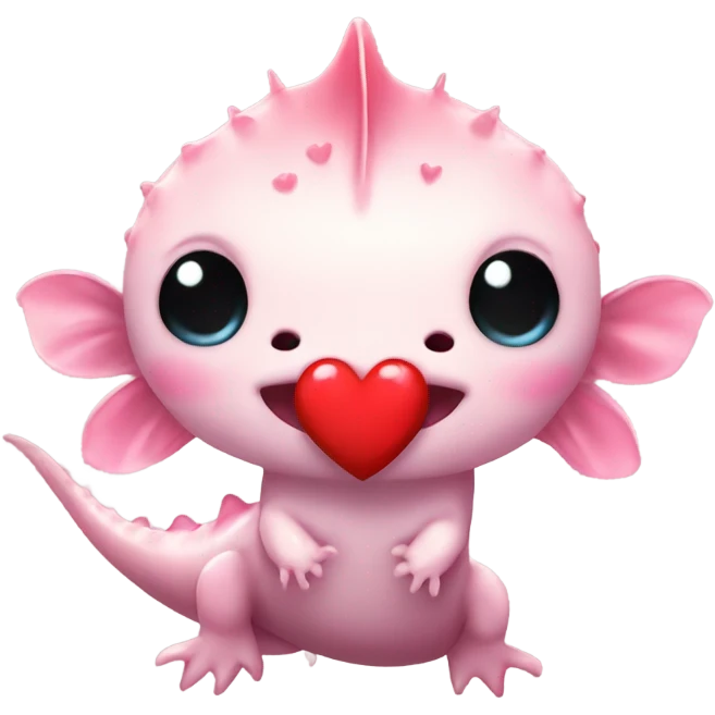 cute axolotl with heart emoji