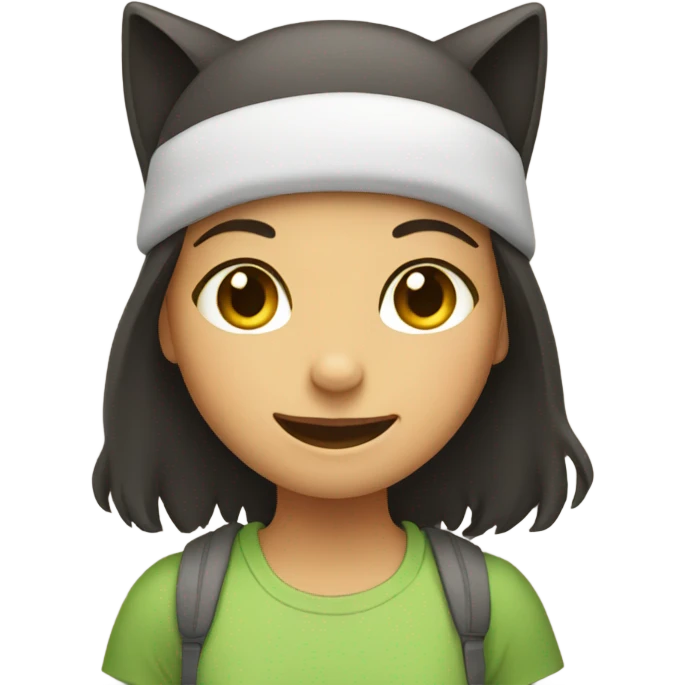 smiling girl with cat emoji